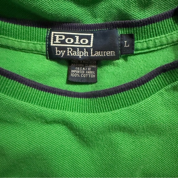 Vtg Polo Ralph Lauren Green Blue Textured Cotton Short Sleeve Shirt - Picture 4 of 4